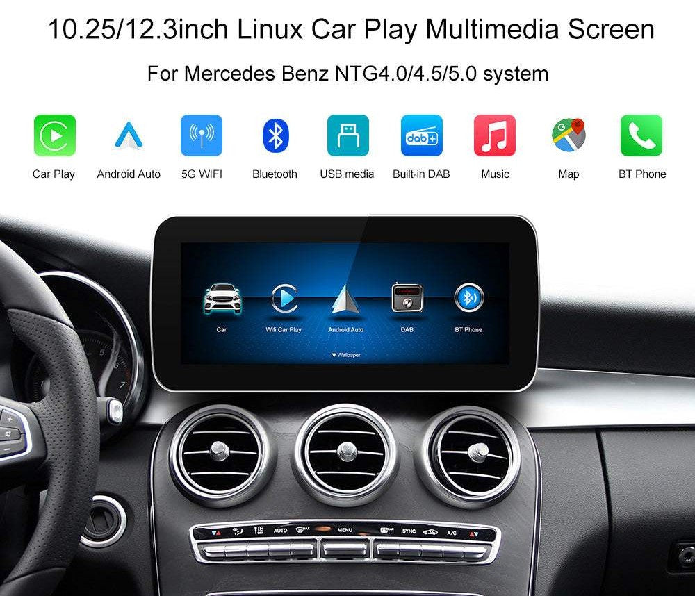 Navigatie dedicata cu Apple CarPlay &  Android Auto Mercedes-Benz B C E-Class GLE GLC GLK NTG4.0/NTG4.5/NTG5.0 Google Multimedia Car Radio