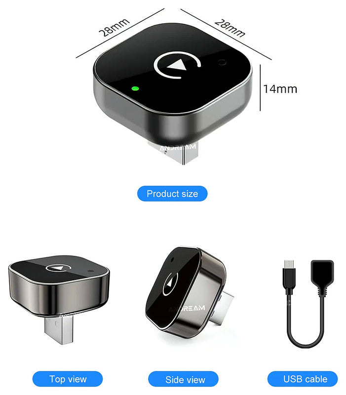 Adaptor USB Mini 2-in-1 Wireless Apple CarPlay si Android Auto pentru masini cu CarPlay / Android Auto OEM prin cablu